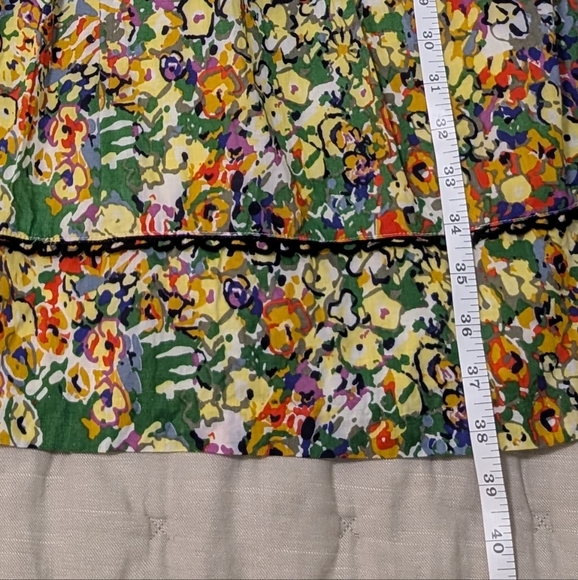 New Directions Yellow Pink Scoop Neck Sundress Midi Witb Button Detailing - Picture 8 of 12